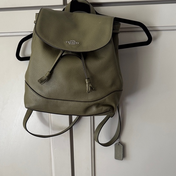 Coach Handbags - Coach Olive Green Leather Backpack